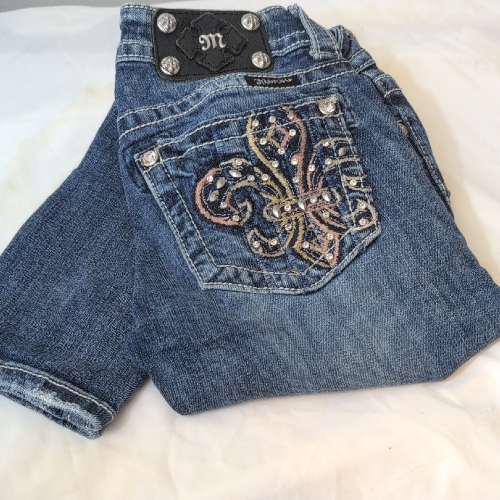 Miss Me Embroidered Blue Boyfriend Jeans